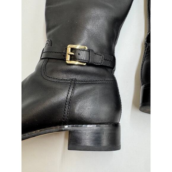 Michael Kors · 7M · Tall Riding Boots · Genuine Leather · Black/Brown · Gold MK - Picture 3 of 13